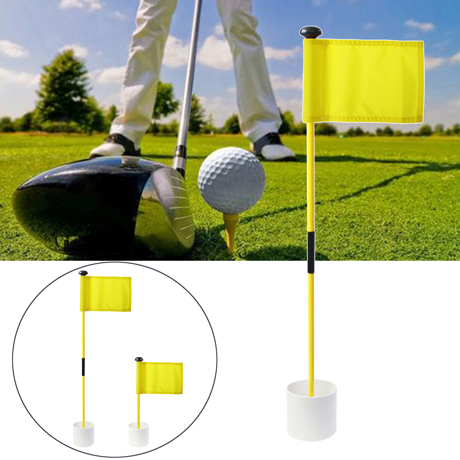 Premium Golf Flag Stick Backyard Garden Cup Folding Flagstick Practice Set