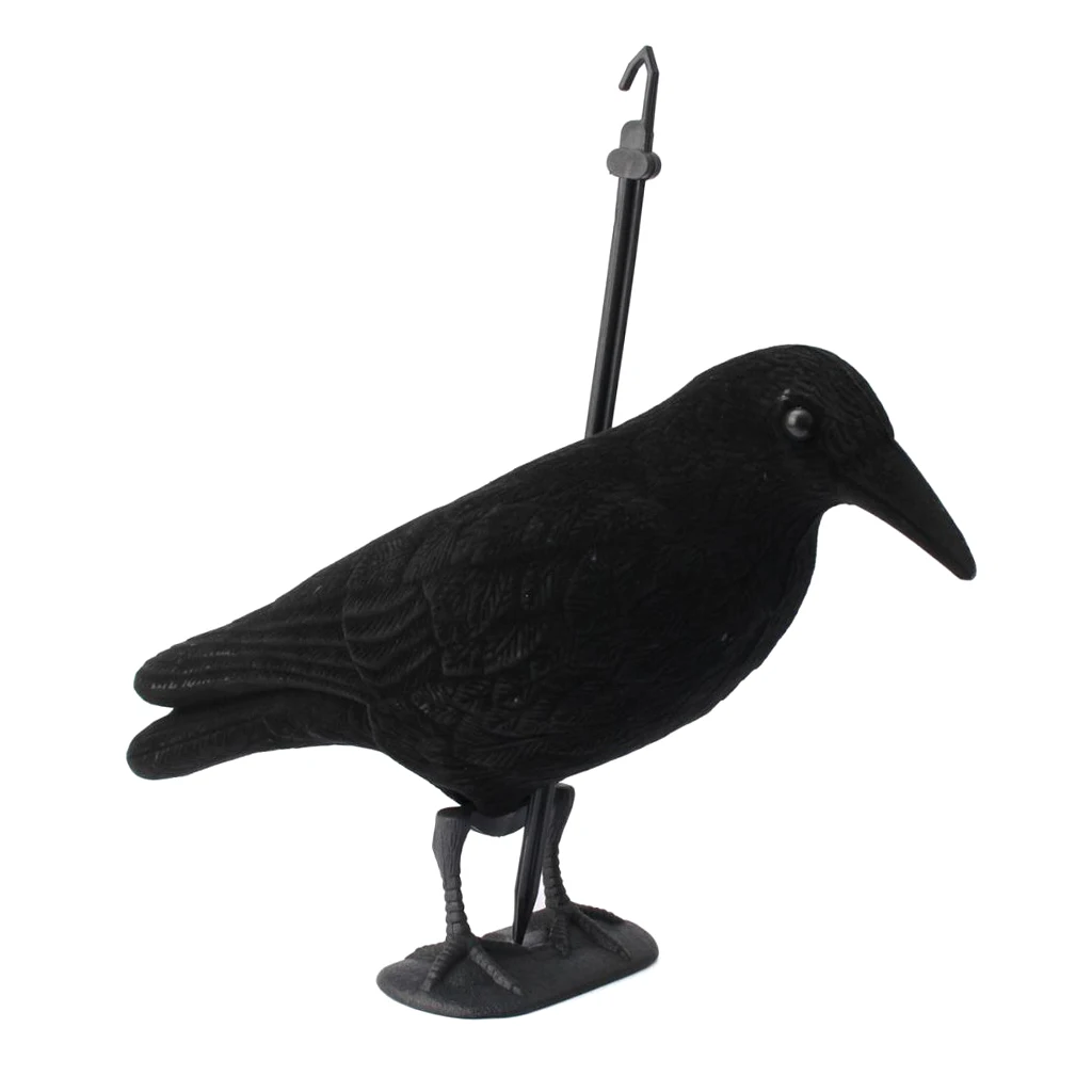 MagiDeal Durable Garden Flocked Hard Plastic Black Crow Hunting Decoy Raven Halloween Prop for Shooting Home Yard Field Decor