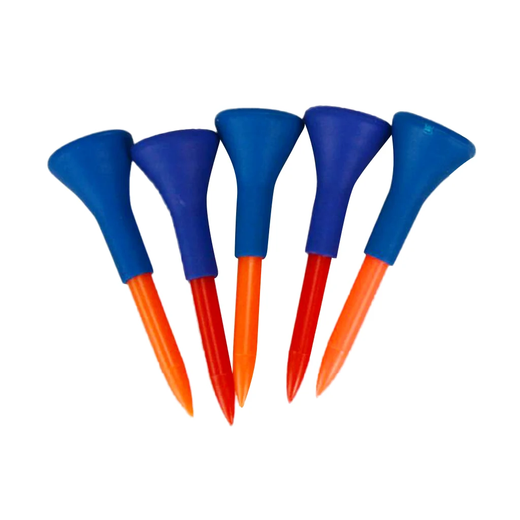 Golf Rubber Cushion Top Plastic Golf Tees Driving Range (5 Pack) for Practice Mat - Multi Color - Various Size