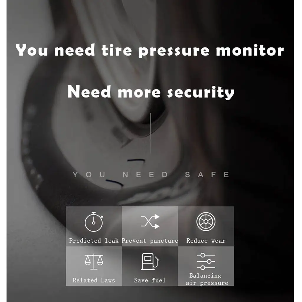 Wireless Tire Pressure Monitor 4 External Sensors For Android GPS Navigation