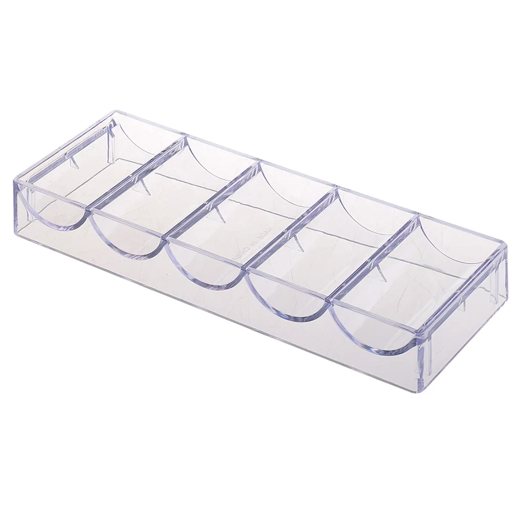 Durable Clear Acrylic Poker Chips Tray No Lid 100 Chips Case Box Holder