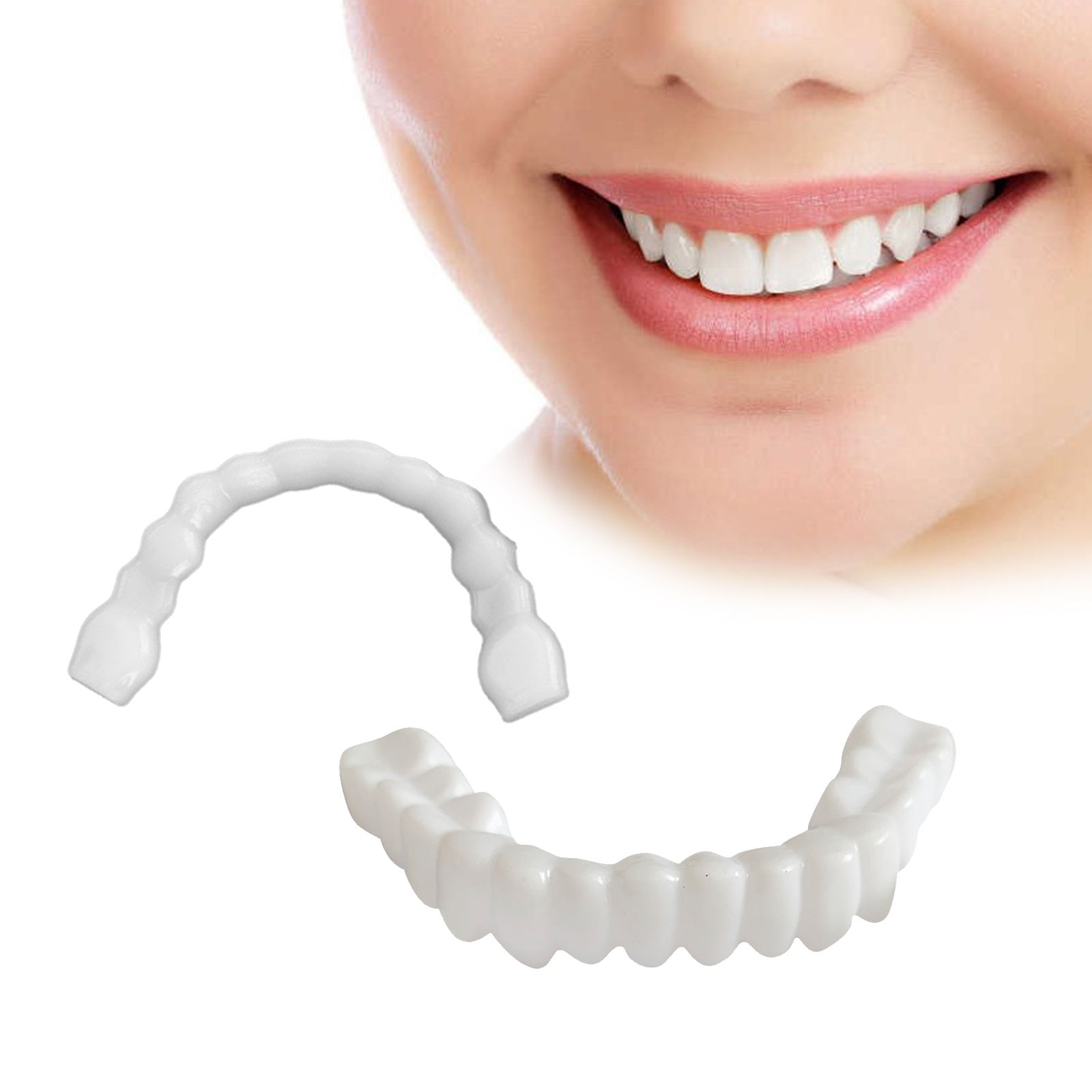 Resin Teeth  Fake Teeth Simulation Braces Smiling Veneers Dentures Cosmetic Fake Tooth Cover Perfect Smiling White