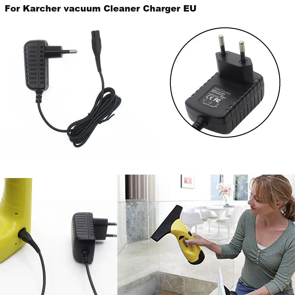Black WV70 WV60 Plus Durable Window Vac Vacuum Battery Charger Power Supply For Karcher UK Cleaners WV WV75 600mA 1.5M/4.9Ft Cable WV50 WV5 WV2 WV50 WV60 WV50 Plus 