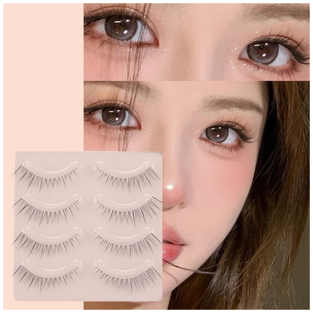 Best of 4pairs Natural False Eyelashes Thin Band Hand Made Short Lighter Eyelash Cosplay Korean Fashion Wispy Extension Makeup Tools Reviews & Tips