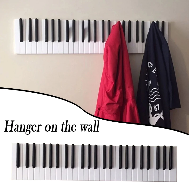 Details about   Piano Coat Racks Keys Wall Mounted Coat Hook Hanger Decoration Hats Storages 
