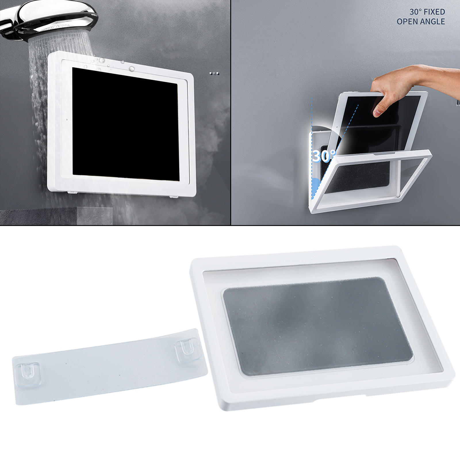 Shower Tablet Holder Waterproof Case Box Wall Mounted Shelves Self-Adhesive Shower Accessories