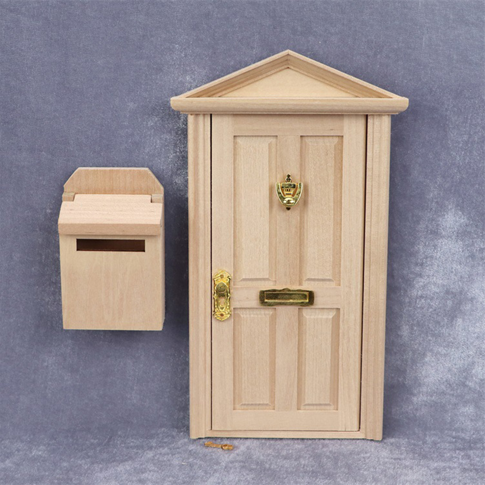 1pc DIY 1:12 Dollhouse Miniature Steepletop Door with Hardware Mailbox Doll Decor Life Scene Accessories Kids Toys Gift Age 3-8