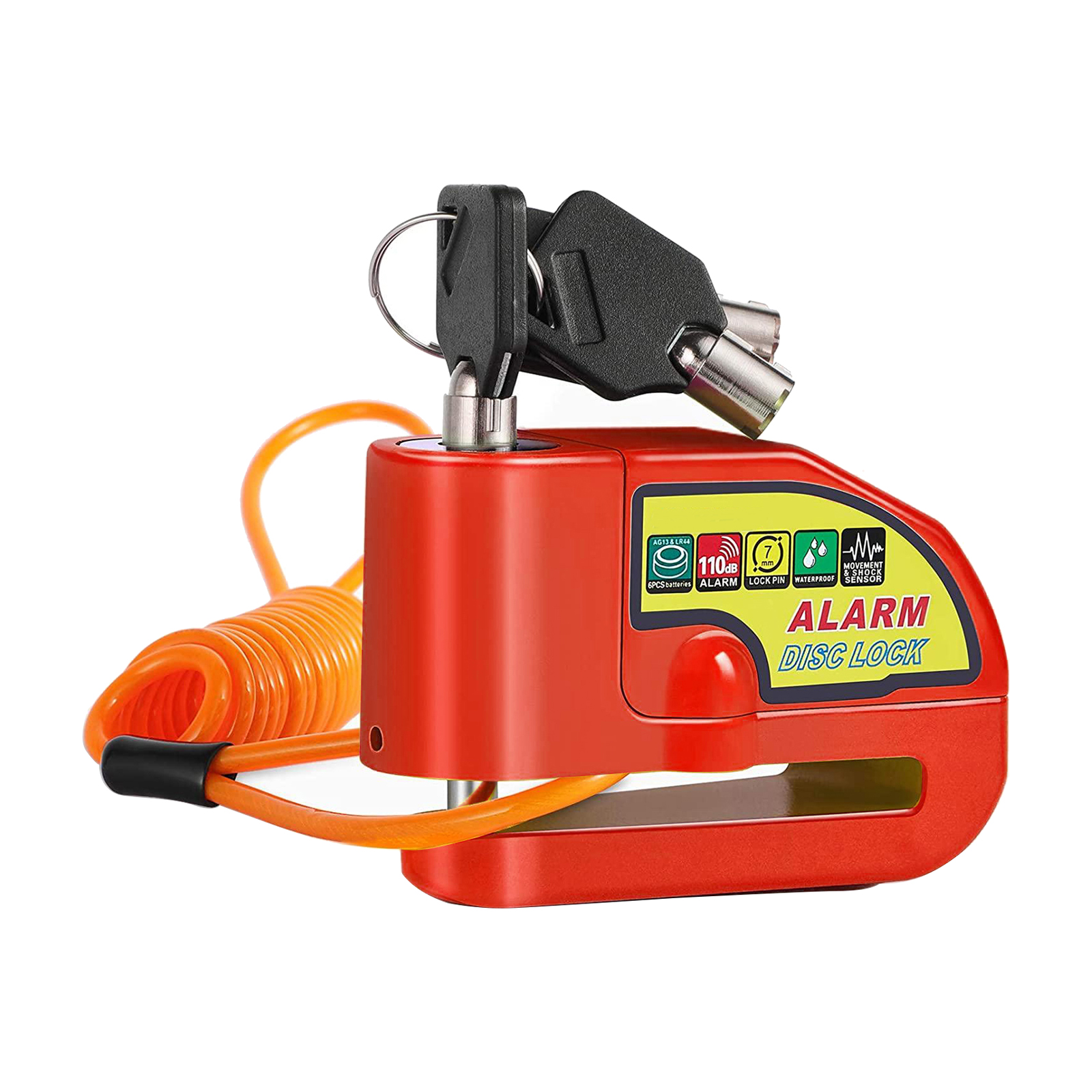 Motorcycles Disc Brake Lock Alarm Anti Theft Heavy Duty with Reminder Cable