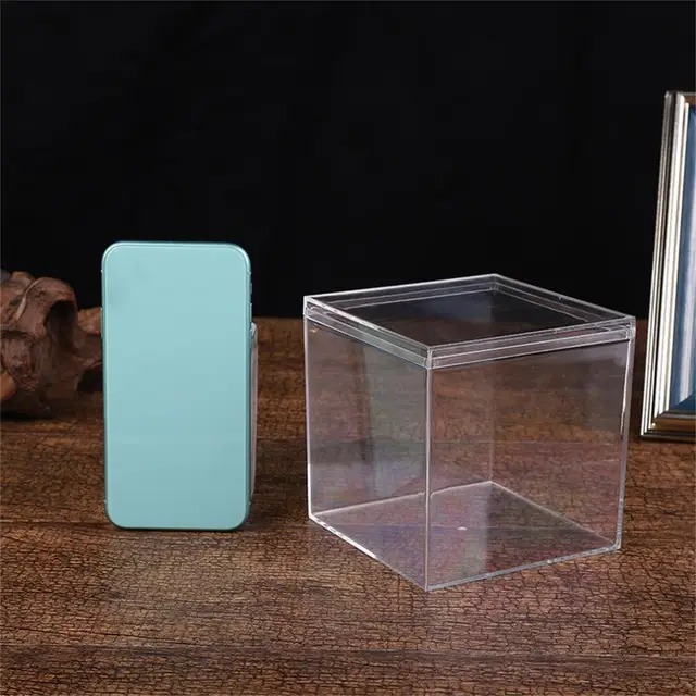 Transparent Acrylique Plastique Rangement Boîte Carré Cube Présentoir Étui  avec Couvercle 7,1x7,1x7. 1cm Conteneur Boîte pour Petit Article, Paquet de  4 