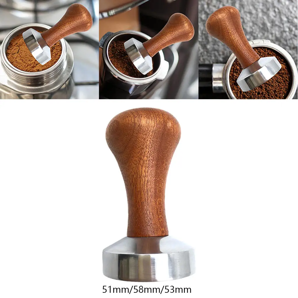 Coffee Tamper Powder Hammer Pressing Wooden Handle Coffee Distributor for Coffee Machine