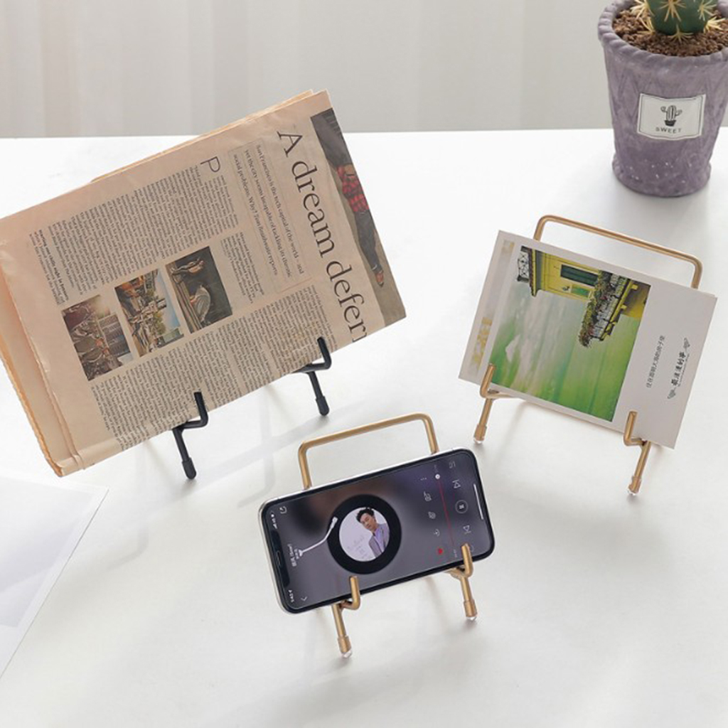 1 Piece Of Retro Metal Geometry Tabletop Storage Bookrack Mobile Magazine Rack Holder Simplicity Fashion
