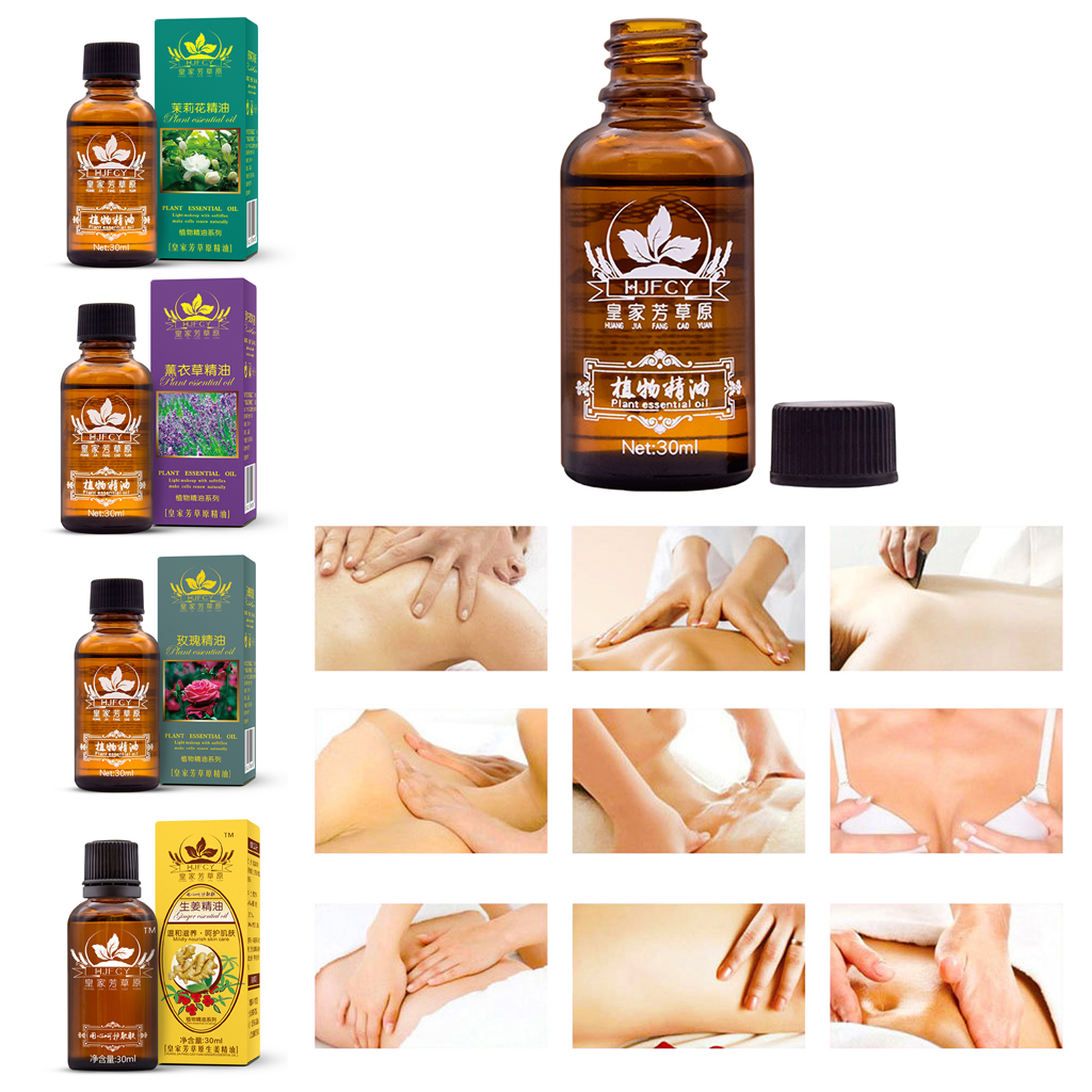 30ml Pure Natural Plant Extract Massage Essential Oils Aromatherapy Skin Care Jasmine Lavender Rose Ginger