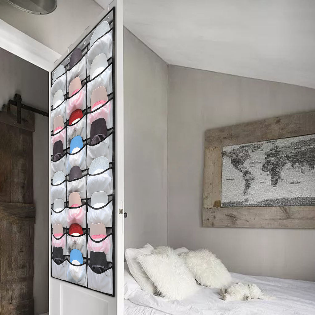 Over The Door 24 Mesh Pockets Non-woven Fabric Hanging Organizer Wall Mount Shoes Holder Door Storage for Closet Hanging