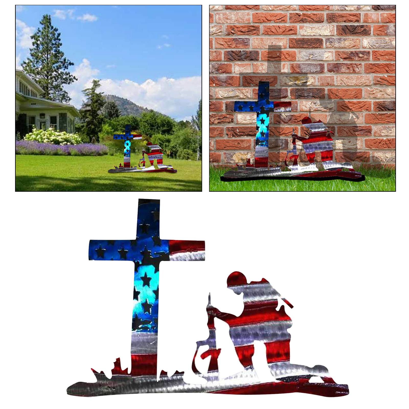 Hand Made Kneeling Soldier Flag Statues for Garden Outdoor Indoor Ornaments