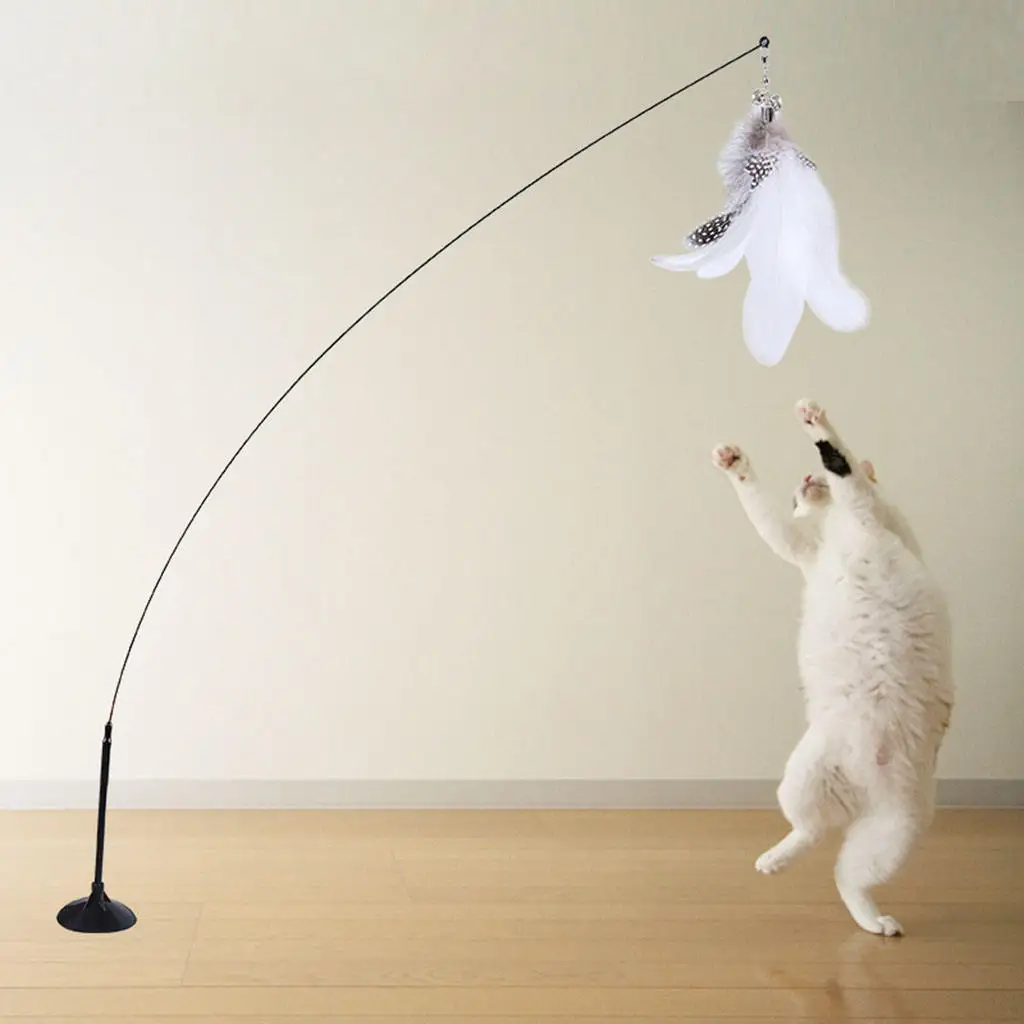 Cat Wand Toy Interactive Long-Rod Adsorbable Attachment for Indoor Cats