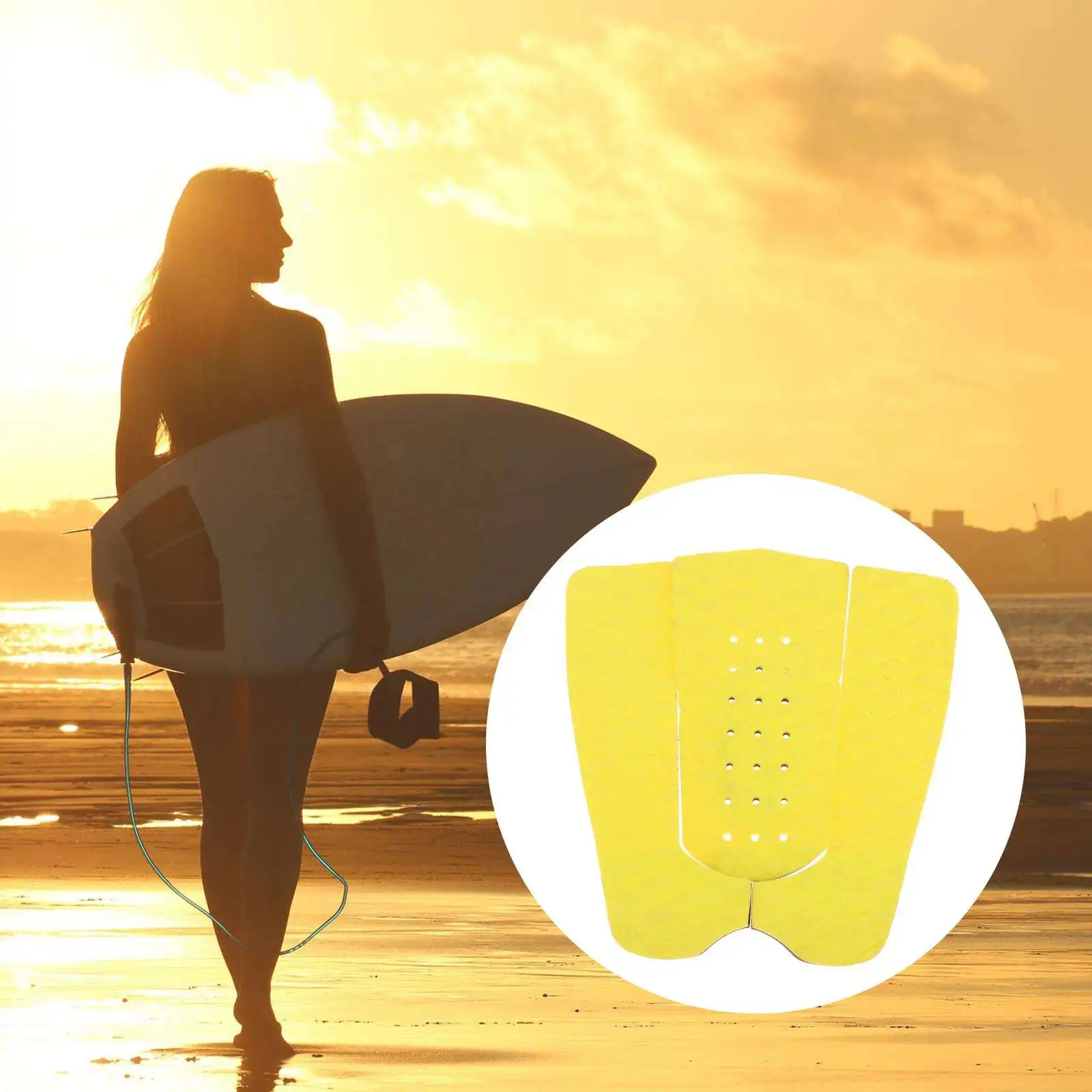 3x EVA Surfboard Traction Pad Anti-slip Longboard Skimboard Grip Surf Deck Tail Pads Water Sports Accessories