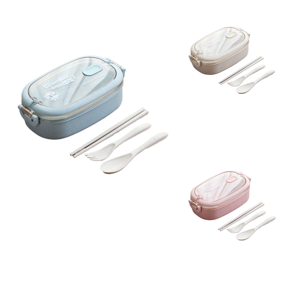 Wheat Straw Bento Lunch Box Microwave Food Container with 304 Steel Tank