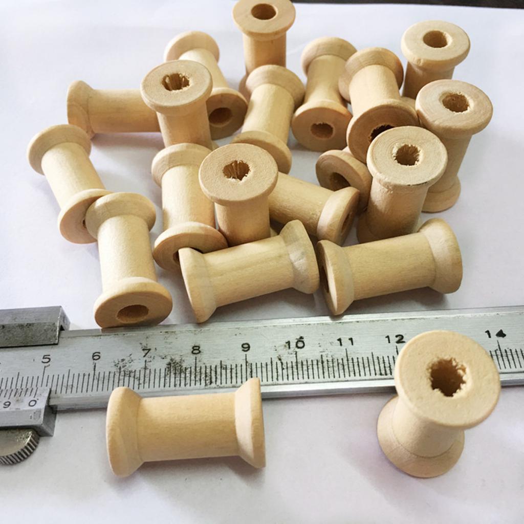 20 Pieces Vintage Natural Wooden Classic Bobbin Empty Thread Spools DIY Coils