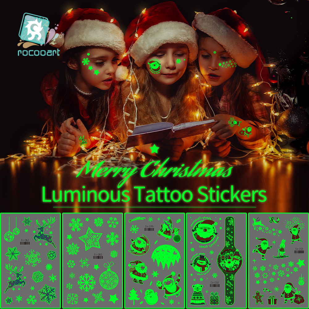 Best of Christmas Decoration Luminous Tattoo Sticker Waterproof Snowflake Cartoon Face Luminous Sticker Kids Toys New Year 2023 Navidad Reviews & Tips