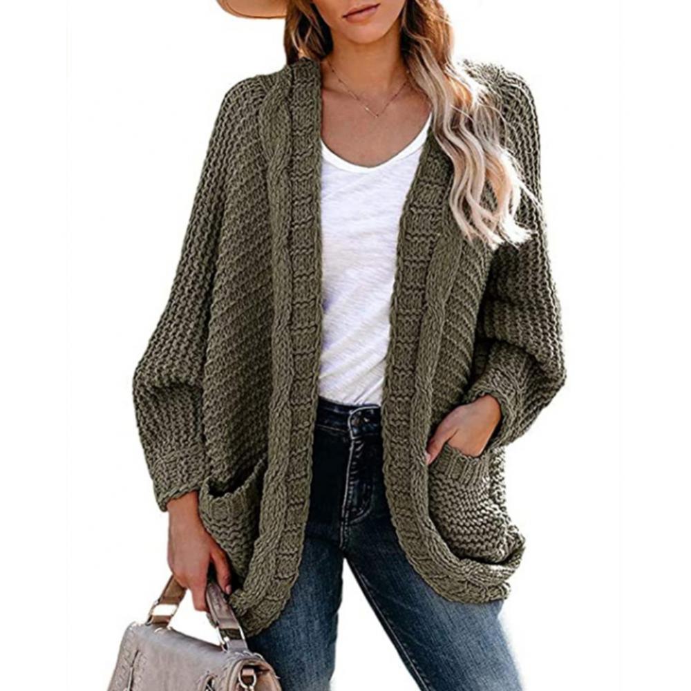 Suéter cardigan de malha feminino, jaqueta monocromática,