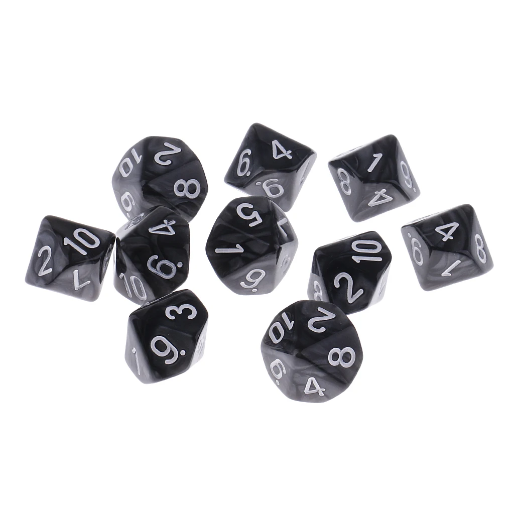 Polyhedral 10-Die Dice Set for  Table Games - Pack of 10