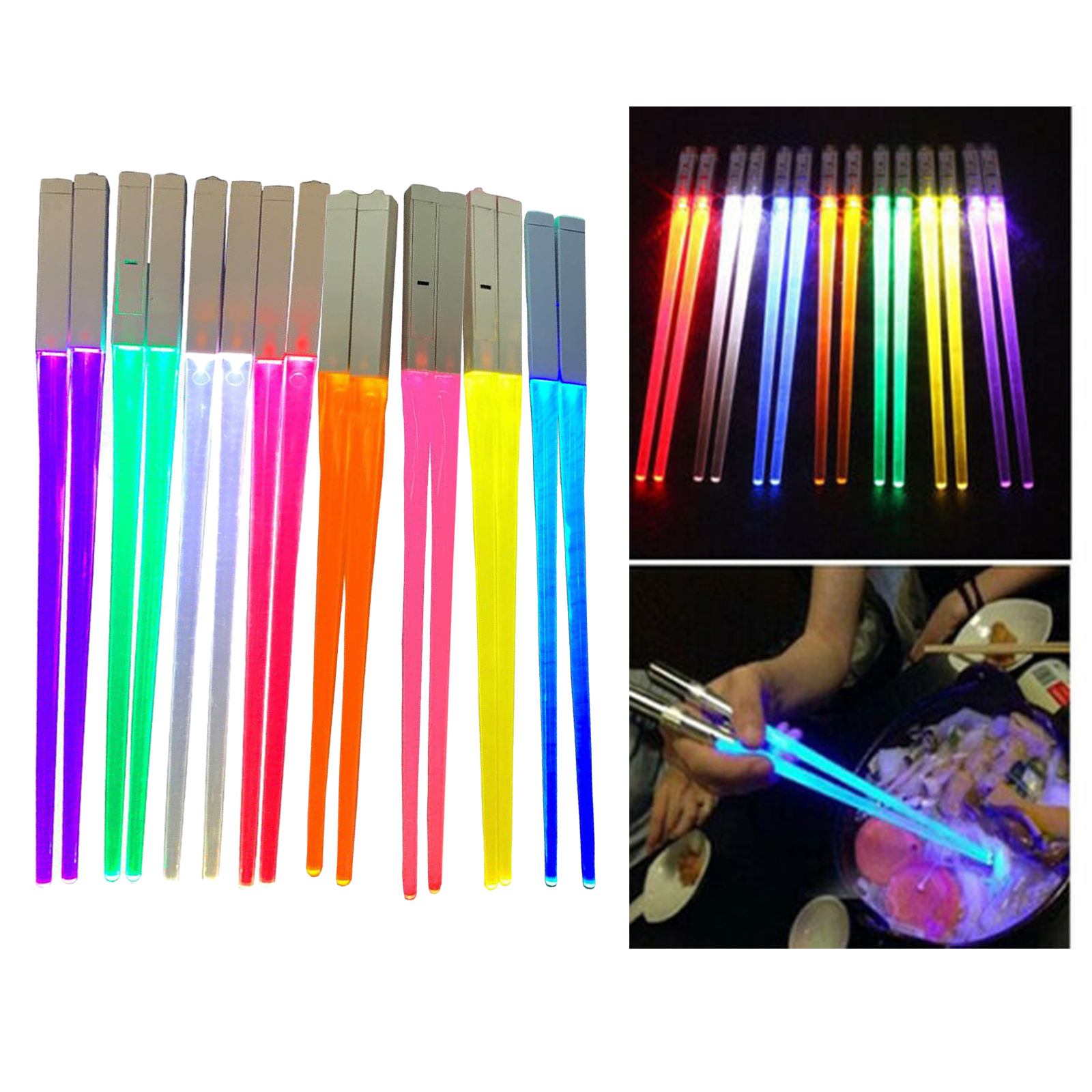 1 Pair of Light Up LED Lightsaber Chopsticks Durable Lightweight Portable BPA Free and Food Safe