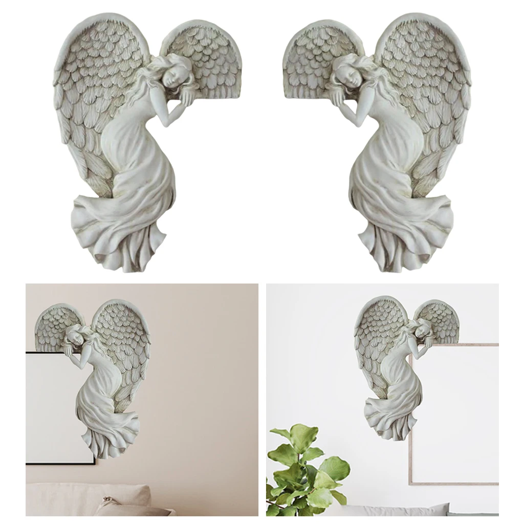 Angle Napping Statue Cabinet Cherubs Figurines Yard Garden Home Decors