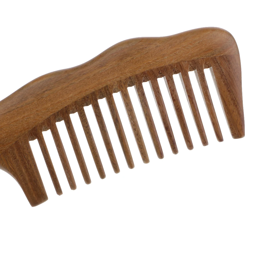 Wood Hairbrush Green Sandalwood Wide Teeth Comb /Pocket Head Massage Antistatic Detangling Comb