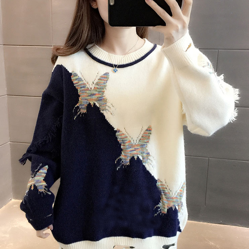 Pullover Women's Sweater Fashion Knitted Embroidered Sweater Autumn Winter Oversized Woman Sweaters Pullover Women's Sweater Fashion Knitted Embroidered Sweater Autumn Winter Oversized Woman Sweaters