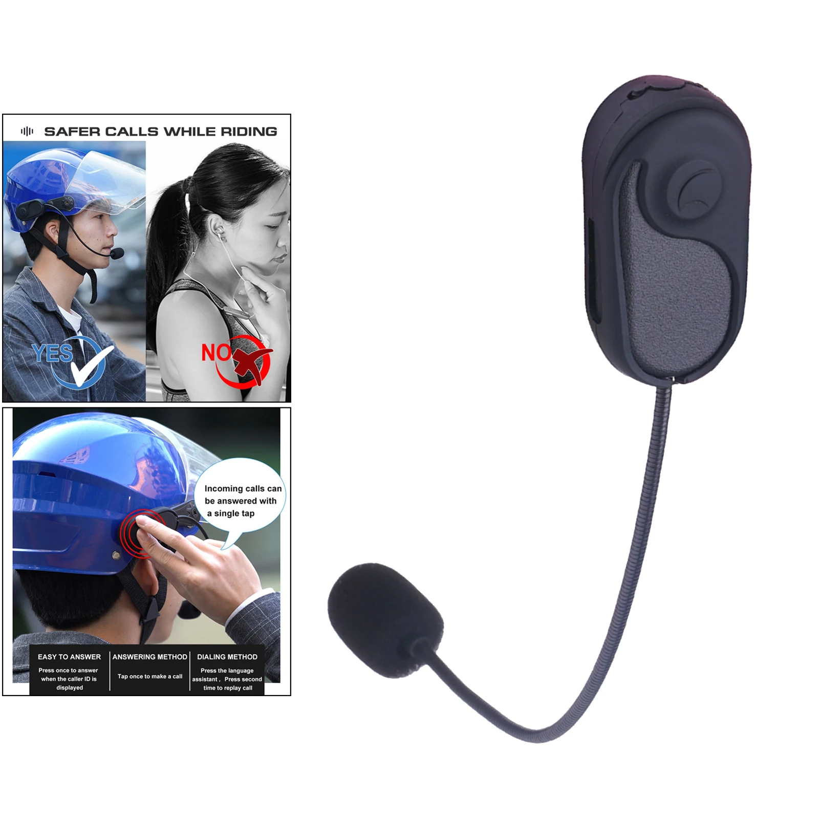 Motorcycle Helmet Headset Speakers Mic Bluetooth Handsfree Music Call Control 