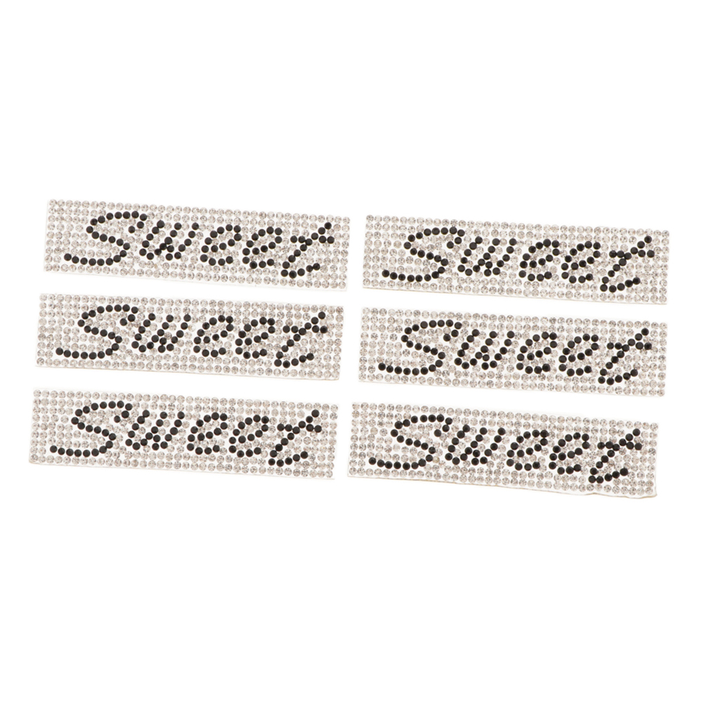 6Pcs Crystal Rhinestone Applique Lady Bridal Dress Bag SWEET Patches Badges