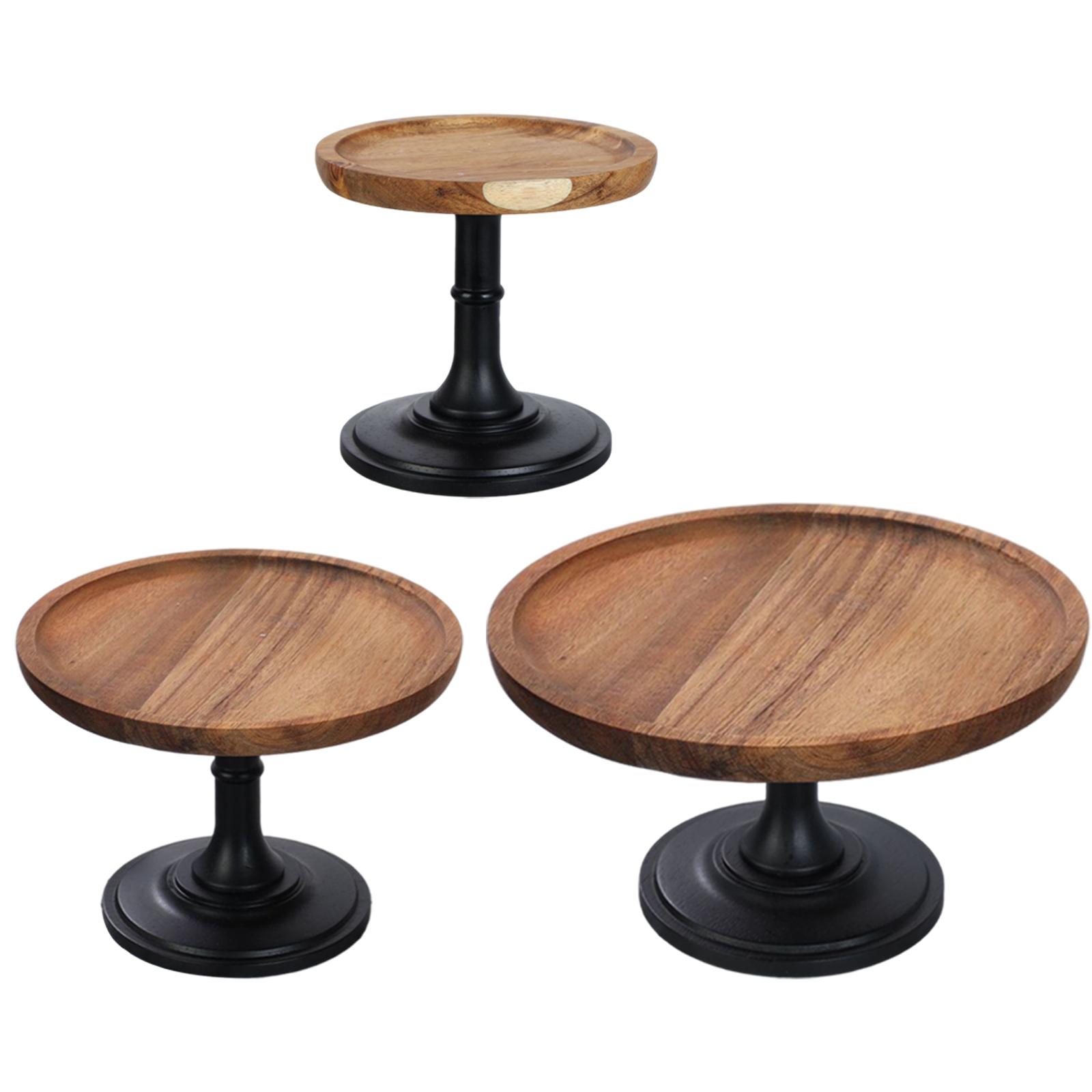Cake Plate Stand High-Footed Serving Platter Round Wooden Appetizer Serving Tray for Sushi Fruit Snack Party Filming Props