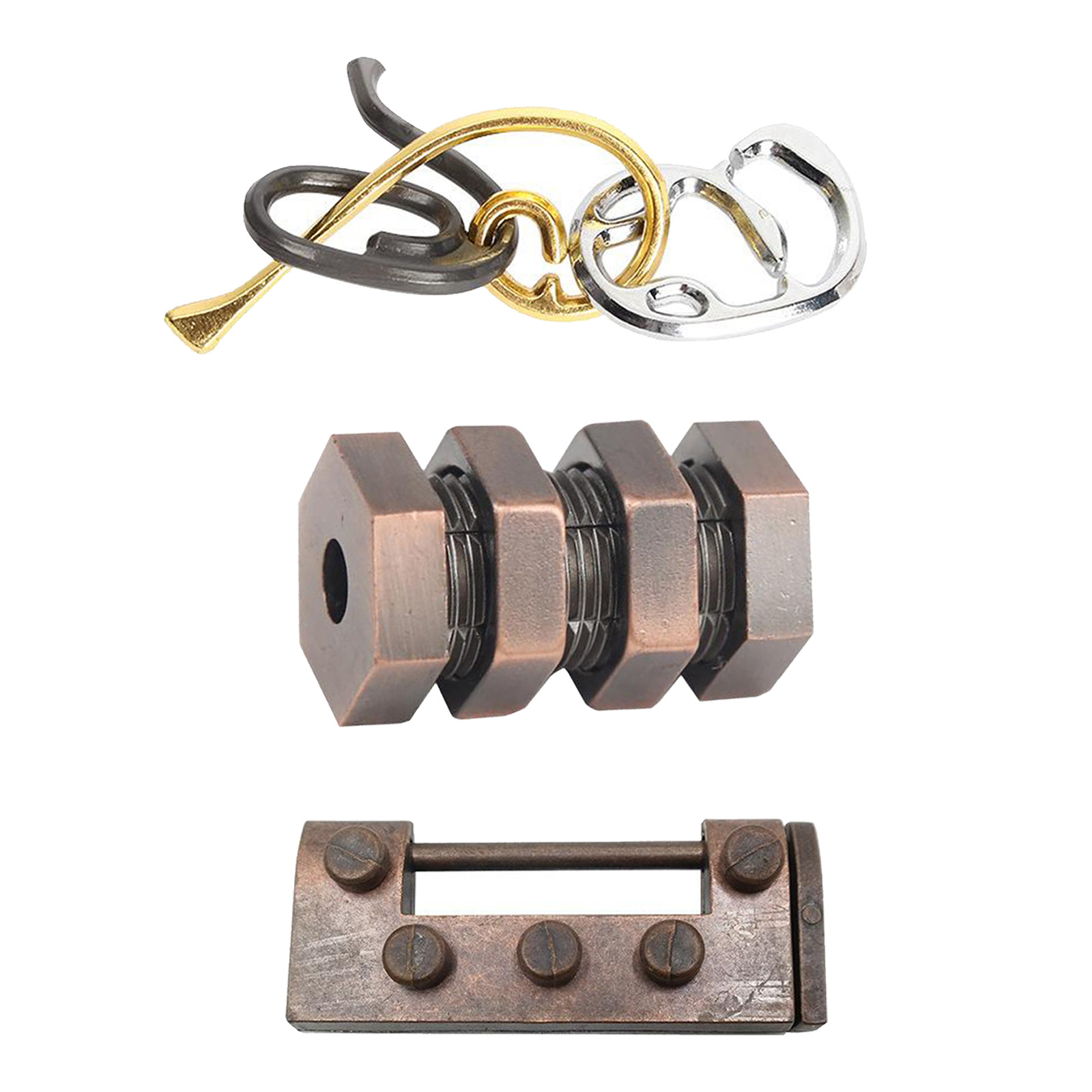 IQ Brain Teaser Lock Toys 3D Alloy Interlocking Puzzles Games Small Size