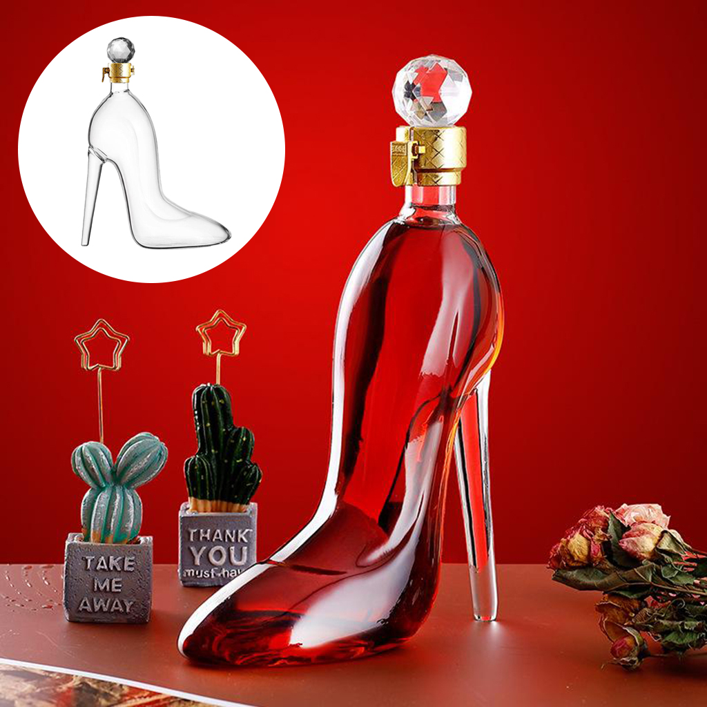 350ML High Heels Shape Decanter Luxurious Crystal Red Wine Brandy Champagne Glasse Decanter Bottle Home Bar Drinking Bottle