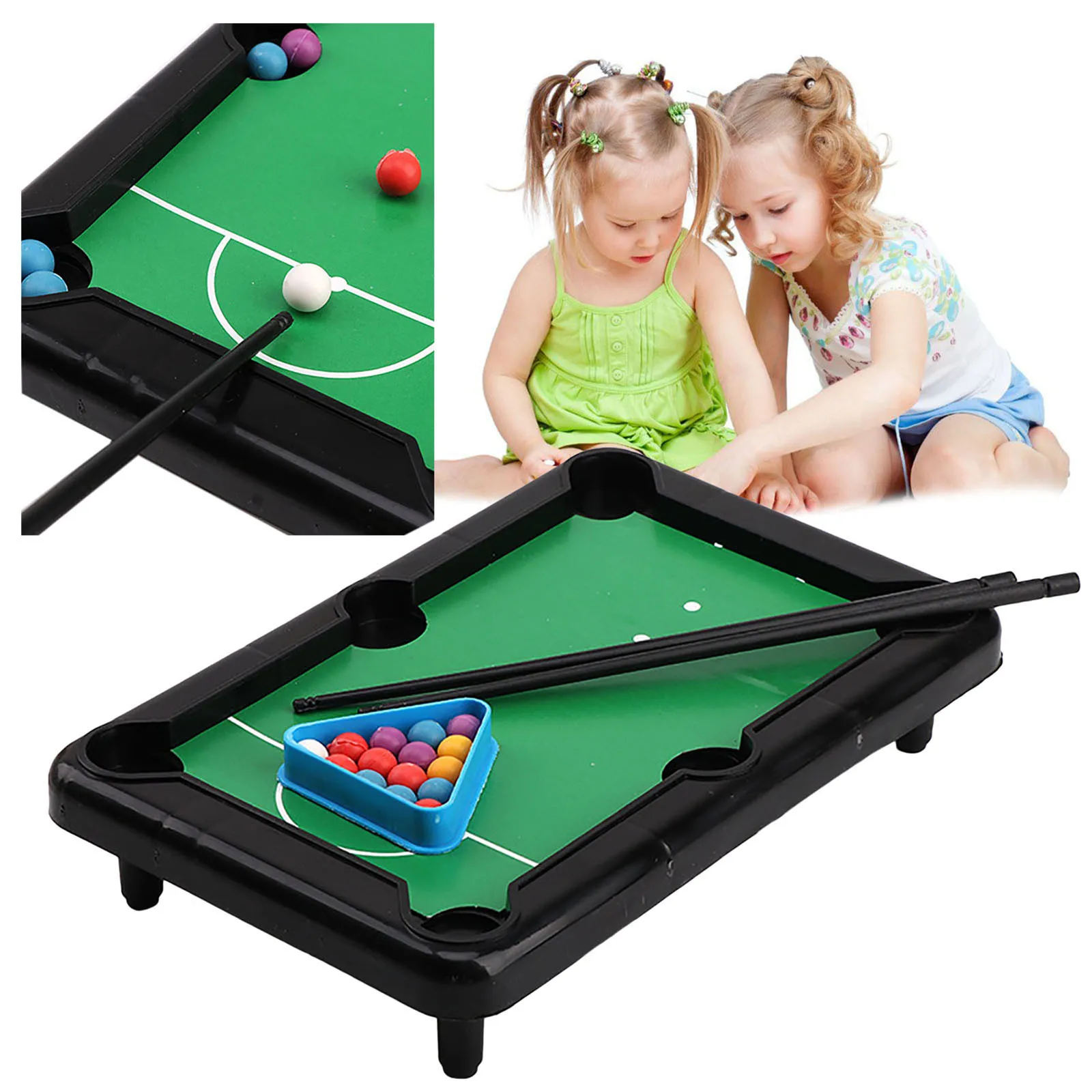 Novelty Mini Desktop Pool Table Billiard Tabletop Pool Toy Children Kid Game Set 