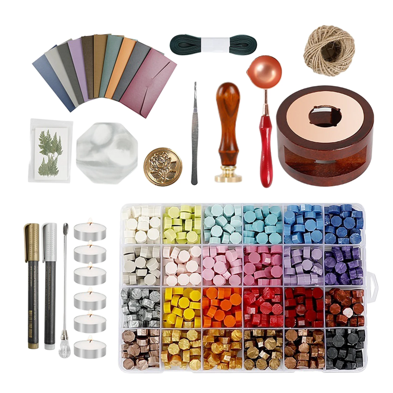 Retro Box Kit with Sealing Wax Beads Spoon Stamp Set DIY Scrapbooking Decor Tool 