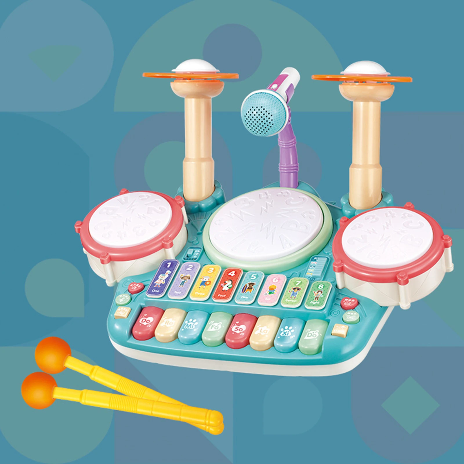 ABS Kids Drum Toy Early Education with Microphone Training Gifts Toys Educational Multi-Function Jazz Drum Musical Toy for Kids