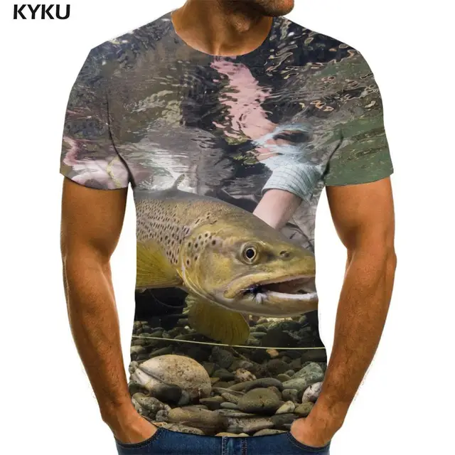 KYKU Tiger T shirt Men Animal Shirt Print Lightning Tshirt Printed