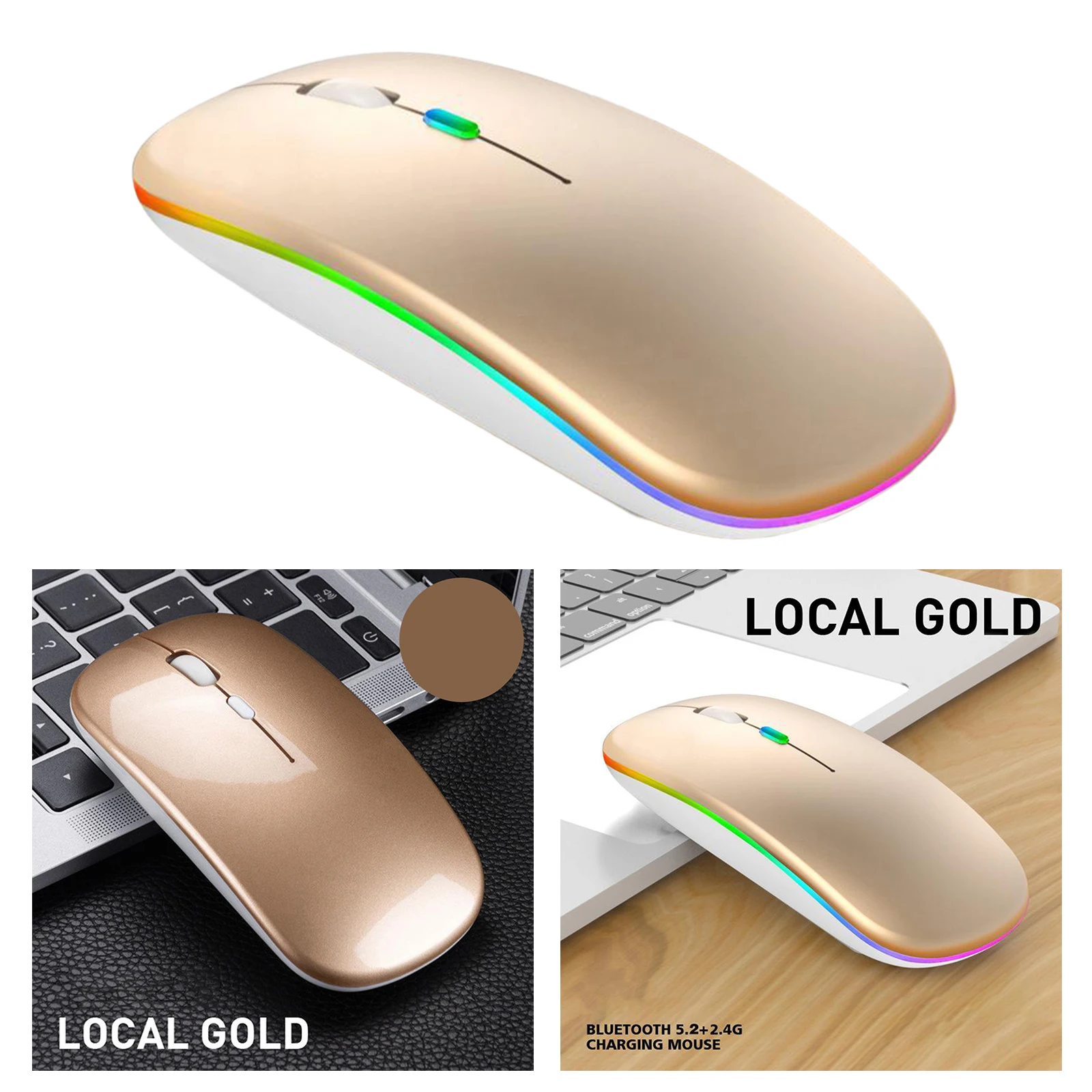 Slim Silent 2.4G LED Wireless Mouse Rechargeable Mobile Optical Laptop Mouse