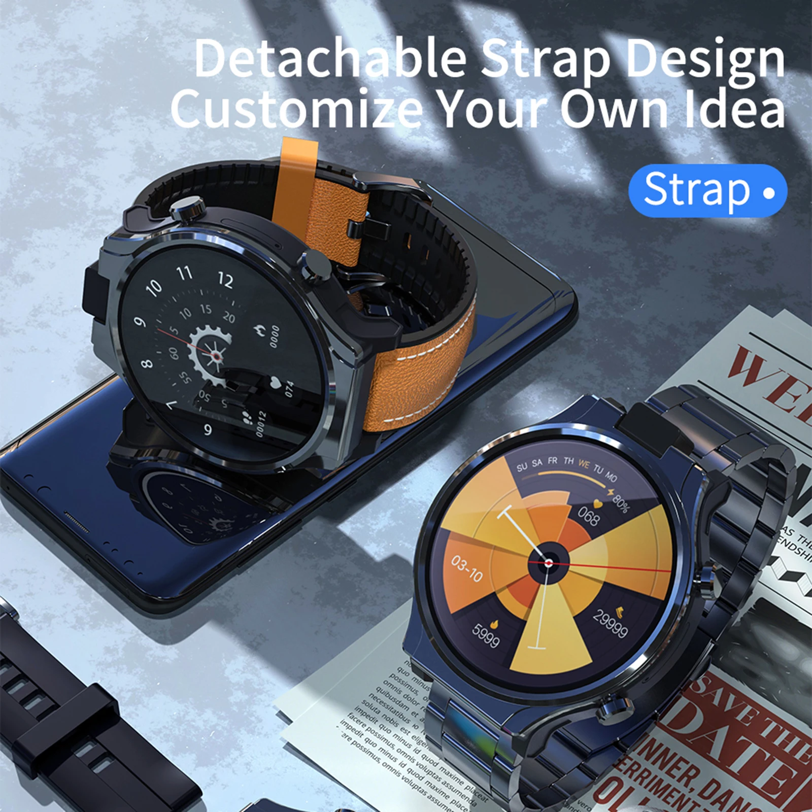 Smartwatches Rotating 13MP Camera 2.1inch Display Full Round Smart Watch Fits for Men Women