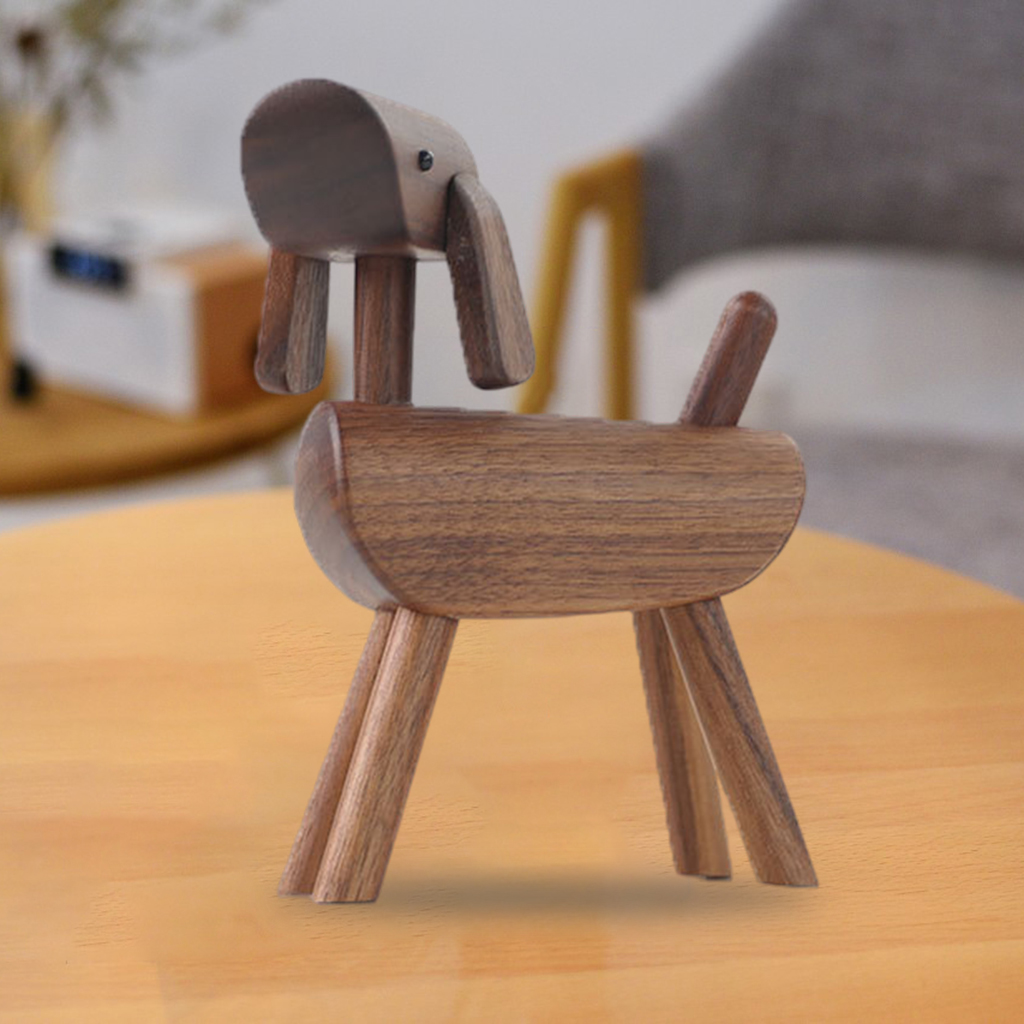 Wooden Dog Statue Decoration, Figurines Home Decor, Puppy Dogs Lovers Living Room Bedroom Office Desktop Shelf Ornament