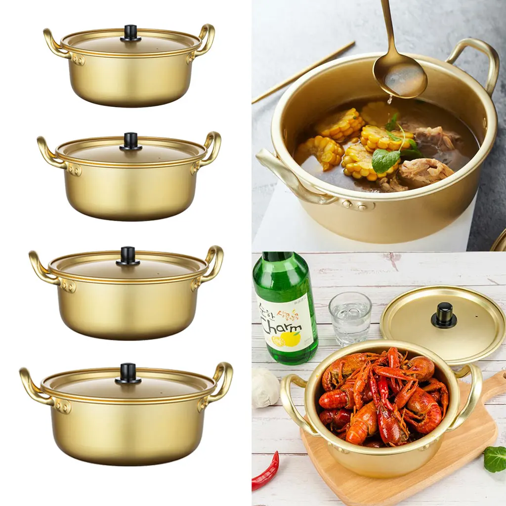 Korean yellow aluminum pan noodle pot soup pot net red spicy noodle pot
