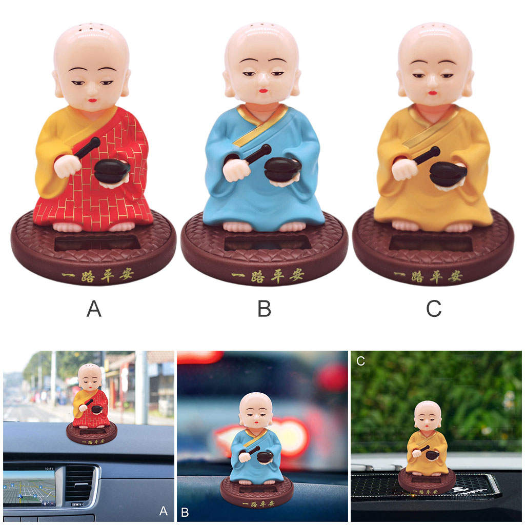 Solar Powered Dancing Figures Buddhist Monk Nodding Head Dancing Toy for Windowsill