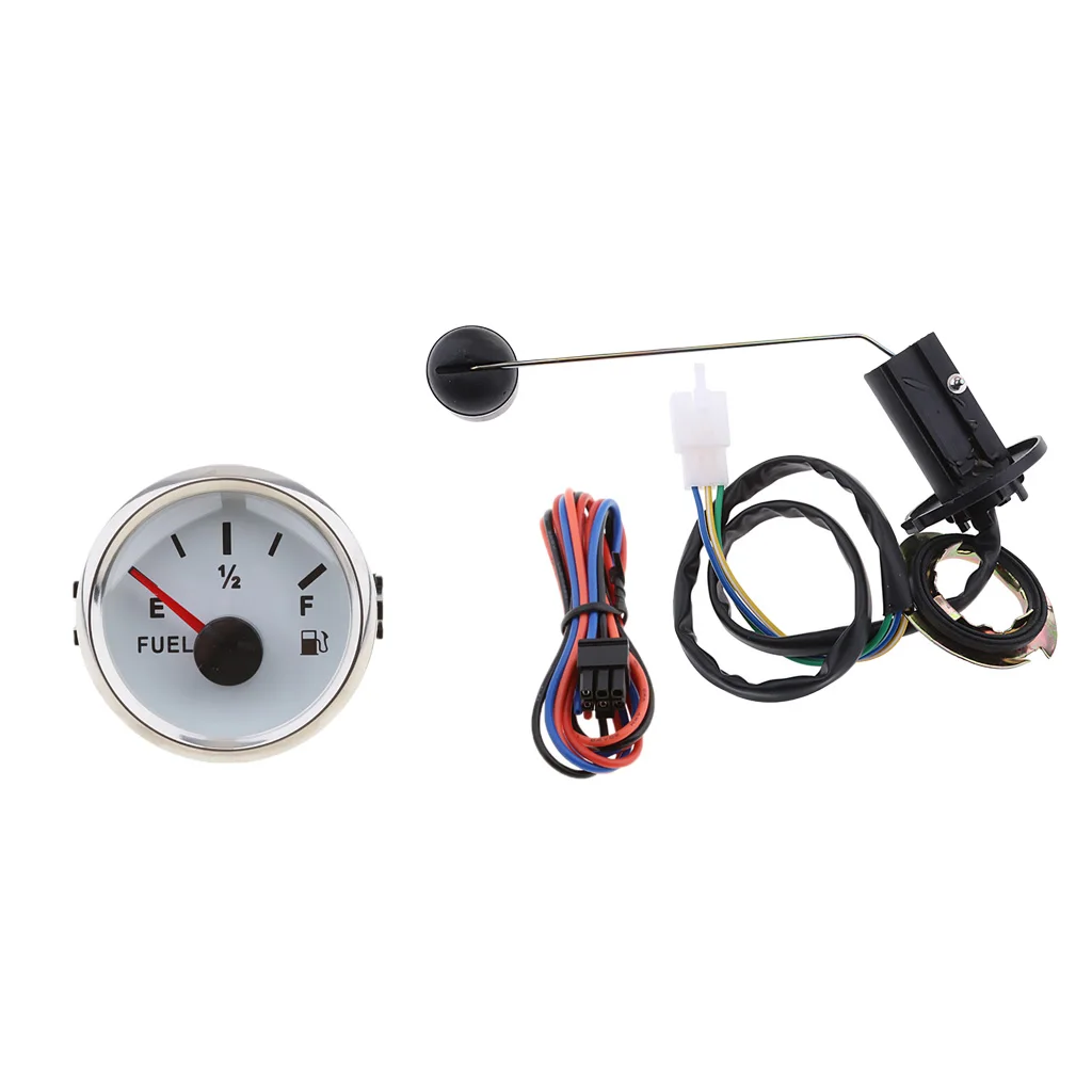 0 to 190ohm Pointer Fuel Level Gauge 2 Inch 52mm, Waterproof Stainless Stress