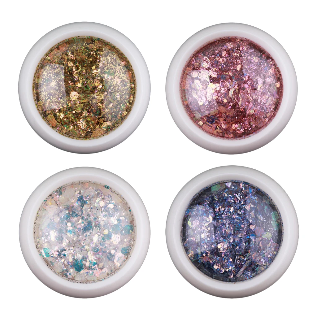 4pcs Glitter Sequins Nail Art Shiny Sparkling DIY Nail Decorations Fashion