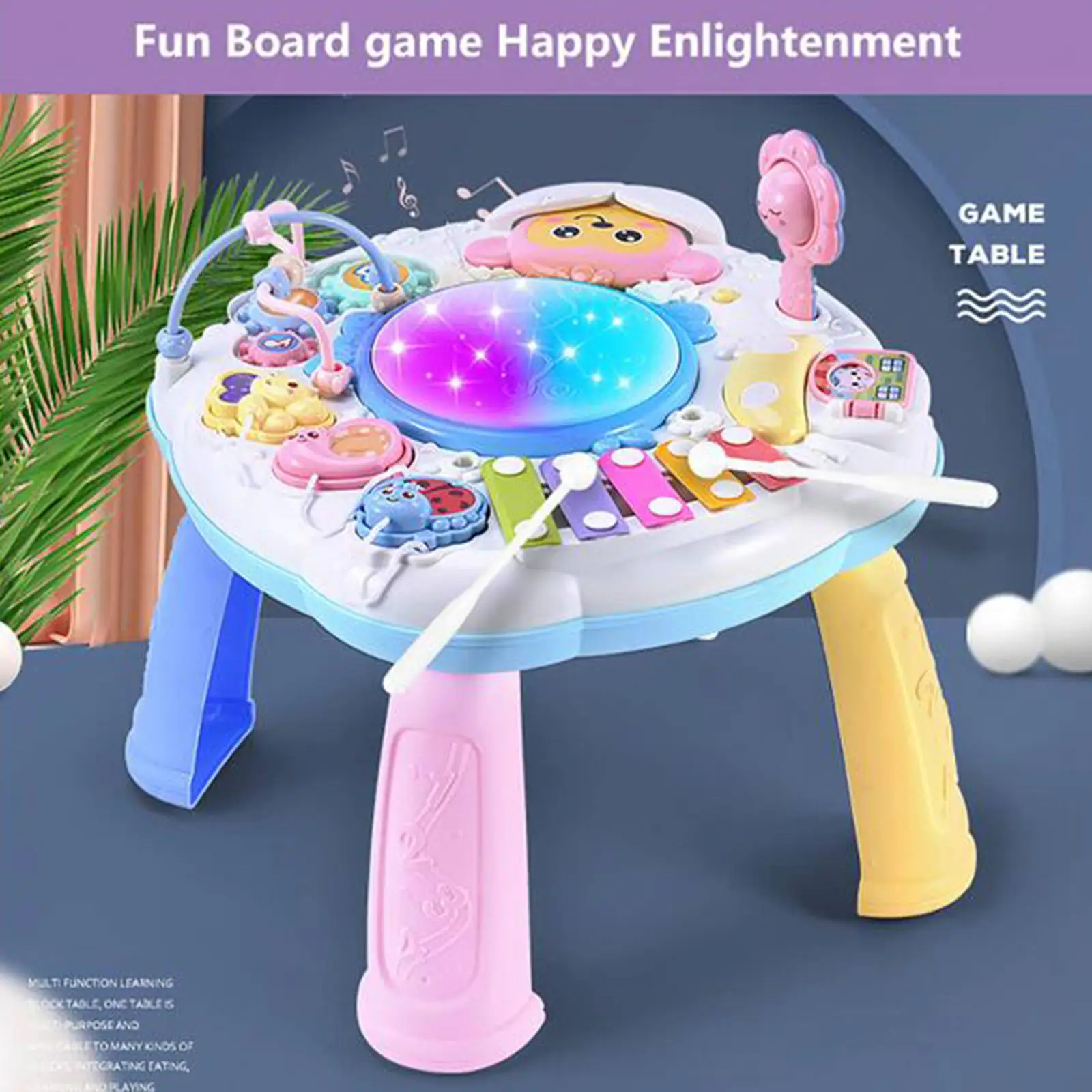 Infants Musical Instrument Learning Table Baby Early Educational Kids Study Activity Center Music Puzzle Game Piano Drums Toys