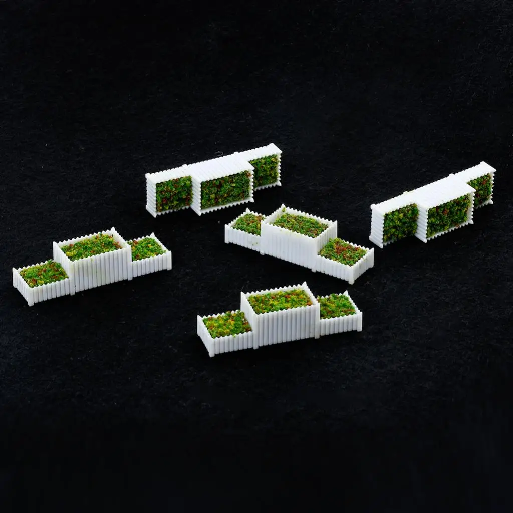 5x HO Scale 1:100 E Shape Flower Beds Plant for Railway Diorama Accessories