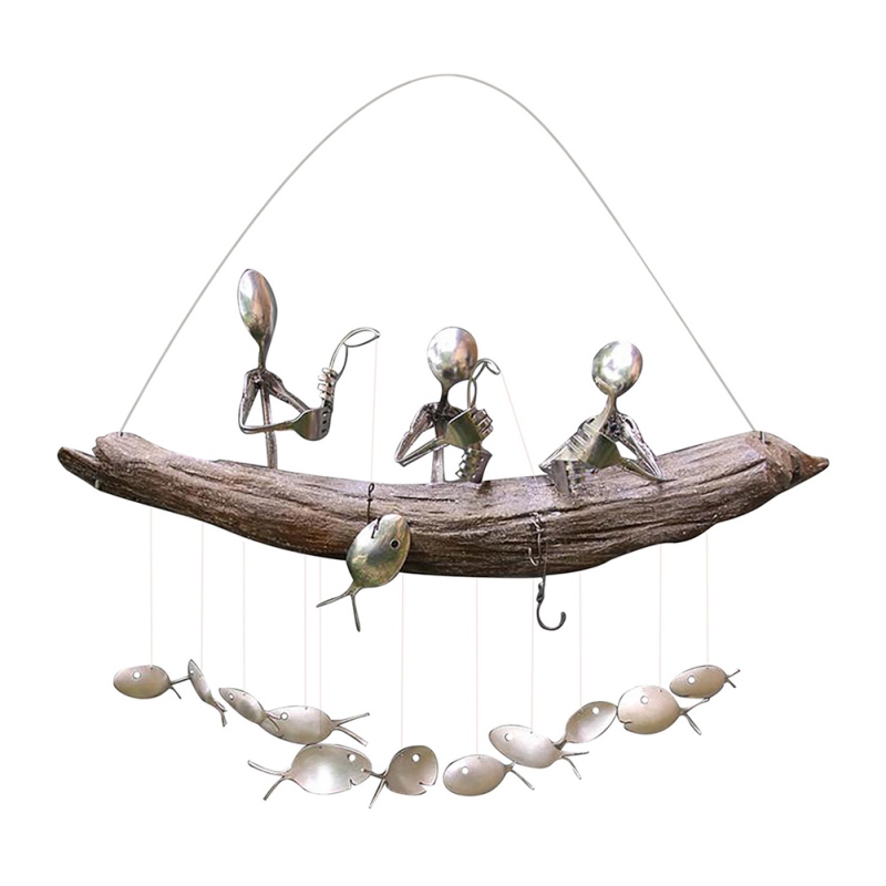 (🔥Hot Sale – 48% Off)fishing Man Spoon Fish Sculpture Wind Chime