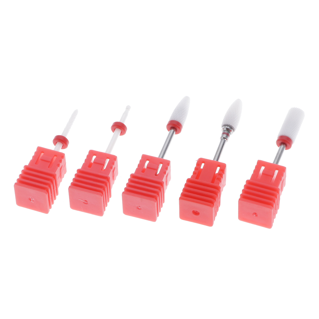 5pcs Ceramic Nail Drill Bits Set, Manicure Pedicure Grinding Head 3/32 inch