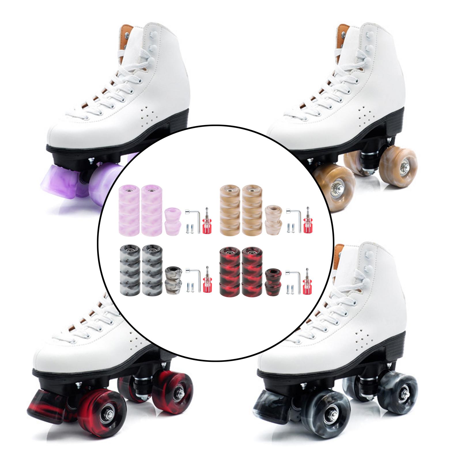 Set of 8 Roller Skate Wheels with Bearings Installed Quad Wheels for Double Row Skating and Skateboard, 32mm x 58mm 82A